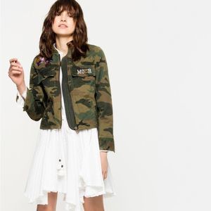 Zadig & Voltaire Kavys Olive Green Embroidered Camo Jacket Sz Small